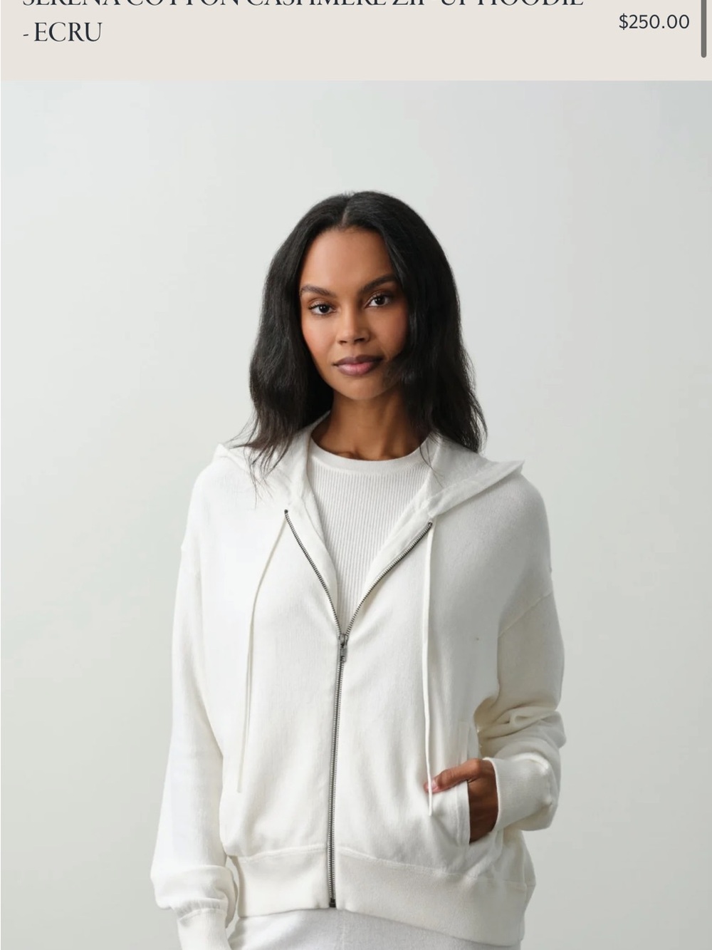 NakedCashmere Ecru Zip-Front Hoodie